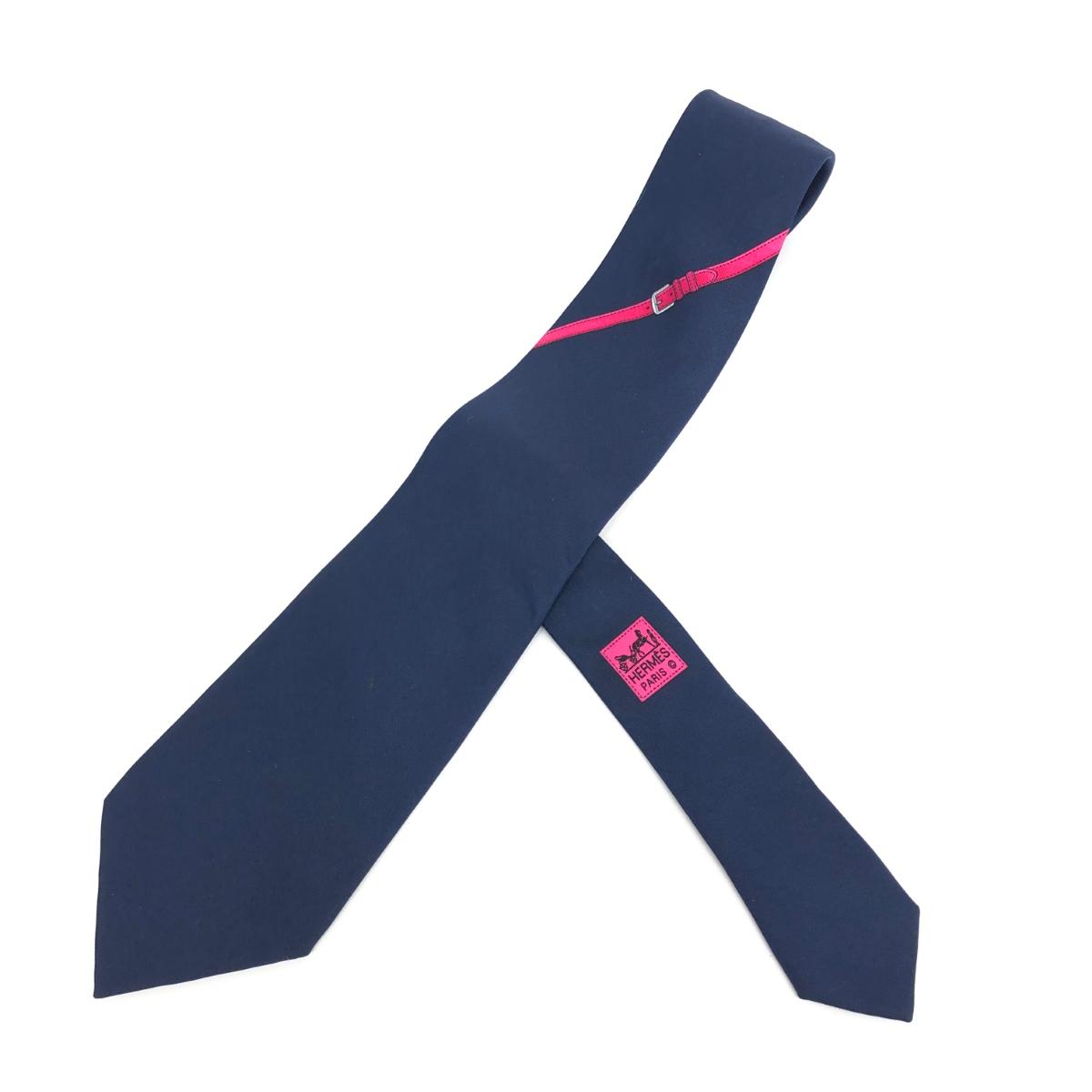 【50%OFF！】 ★楽天スーパーSALE対象商品★ HERMES エルメス ネクタイ 良好 5507 ネイビー シルク100％ ベルト柄 メンズ 絹 フォーマル スーツ 紳士 服飾小物 【中古】のサムネイル