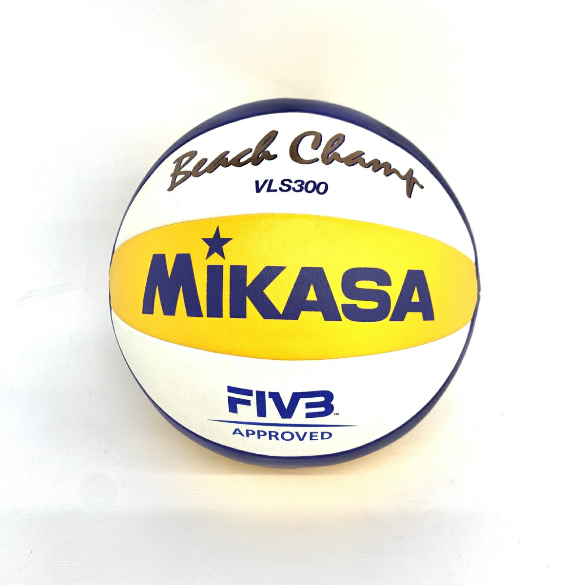 MIKASA ミカサ ビーチバレーボール 新品同様 0.175ー0.225 VLS300 ホワイト/ネイビー/イエロー ユニセックス 検定球 国際公認球 【中古】