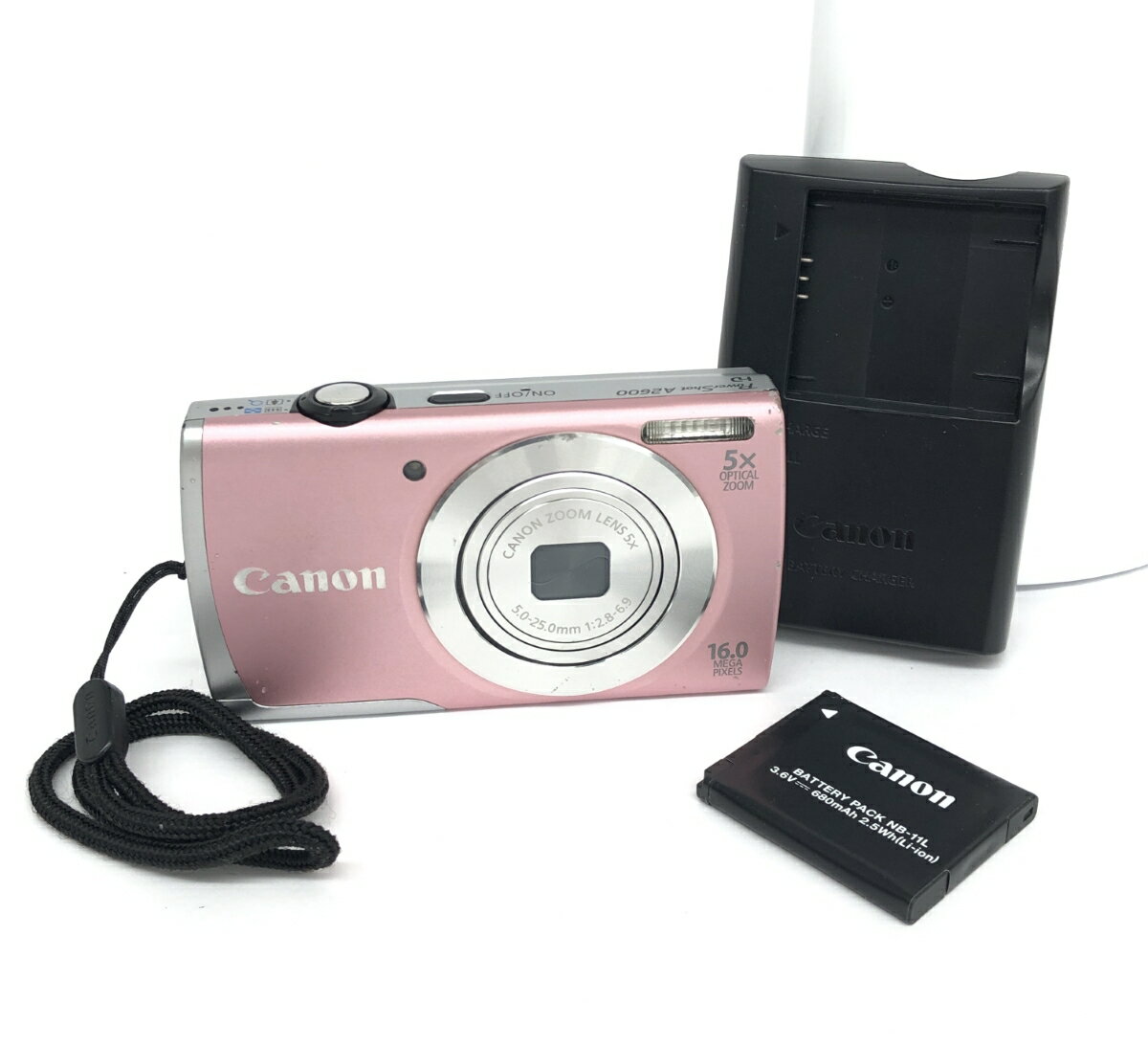 Canon キャノン Power Shot A2600 デジタルカメラ 充電器 バッテリー付 ピンク 【中古】