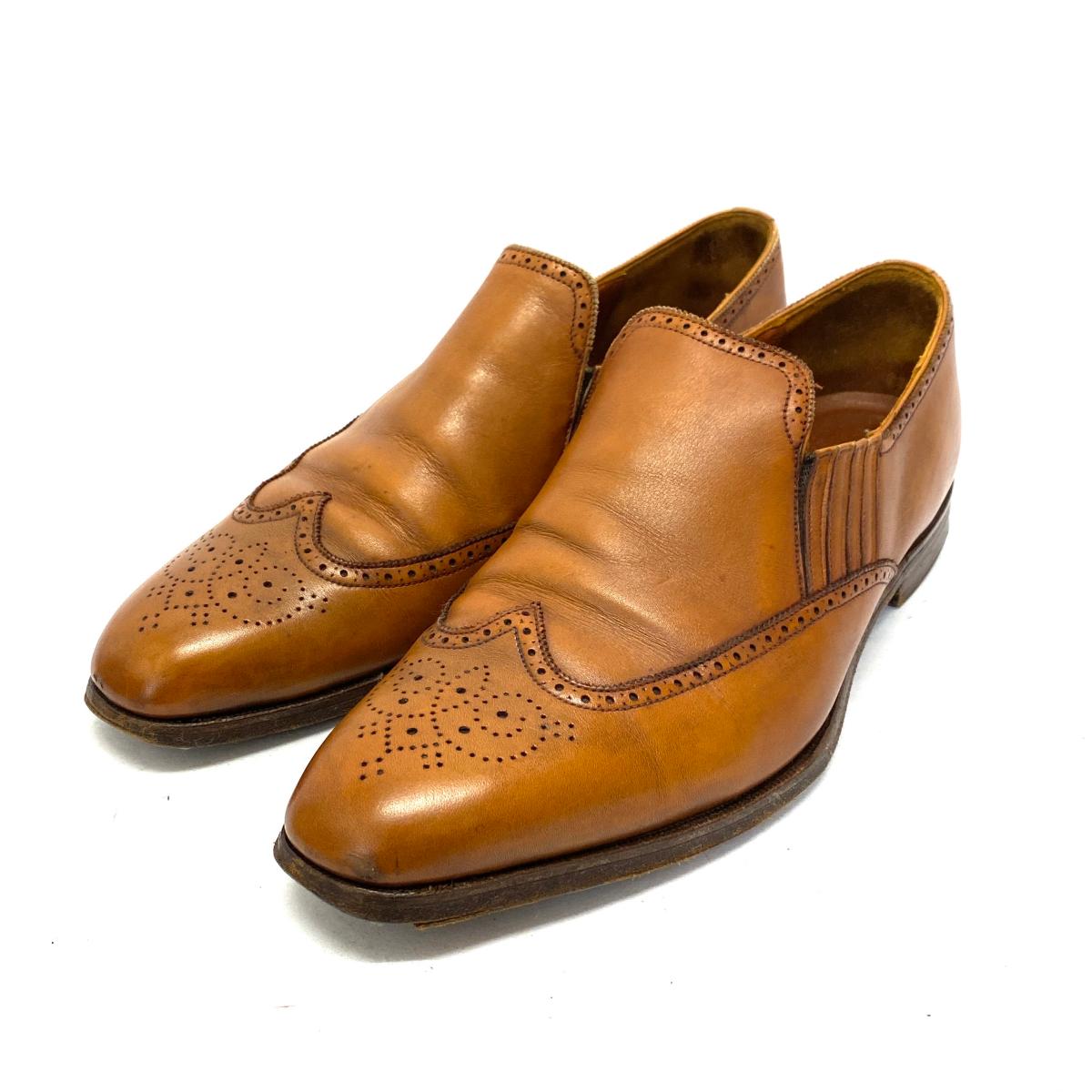 HENRY MAXWELL ヘンリーマックスウェル レザーシューズ 9E ブラウン メダリオン メンズ 靴 シューズ shoes KI1004【中古】202401