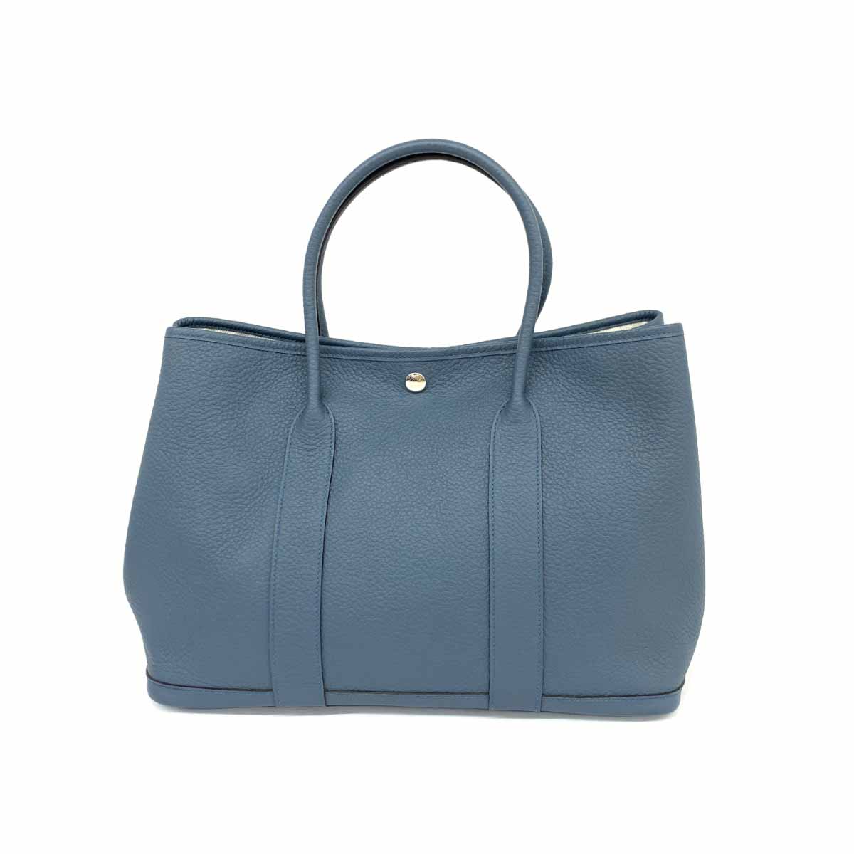 HERMES エルメス ガーデンパーティPM 36 ヴァッシュカントリー トートバッグ 美品 T刻印 ブルー レディース ブルートンペット bag 鞄 【中古】