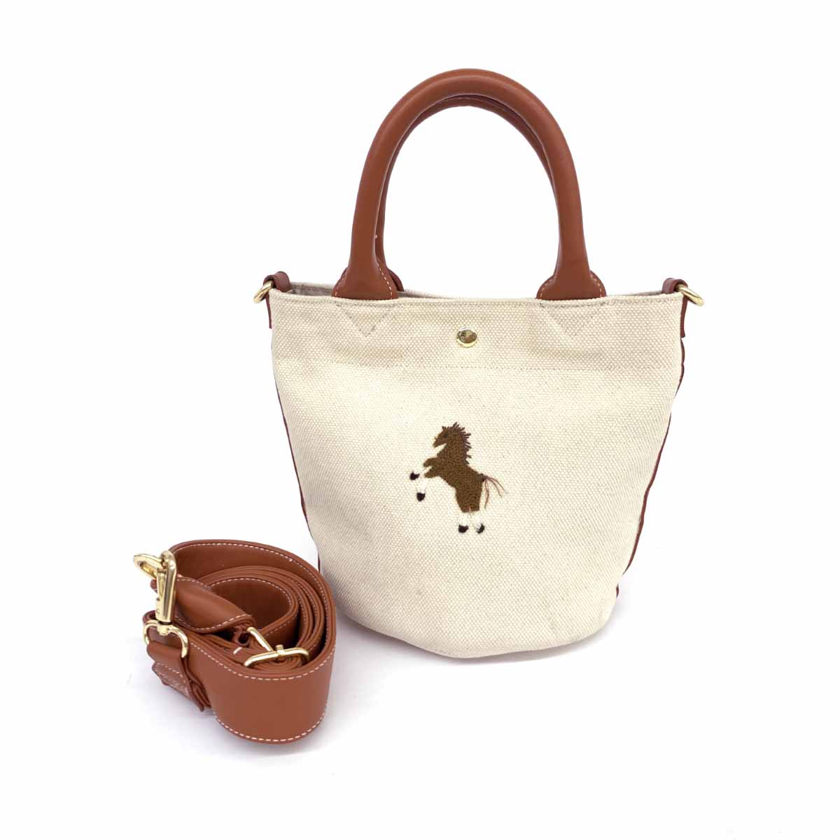 SEVEN TEN by MIHO KAWAHITO セブンテンby川人未帆 2WAYバッグ エクリュ キャンバス ホース刺繡 レディース ハンド ショルダー bag 鞄 【中古】のサムネイル