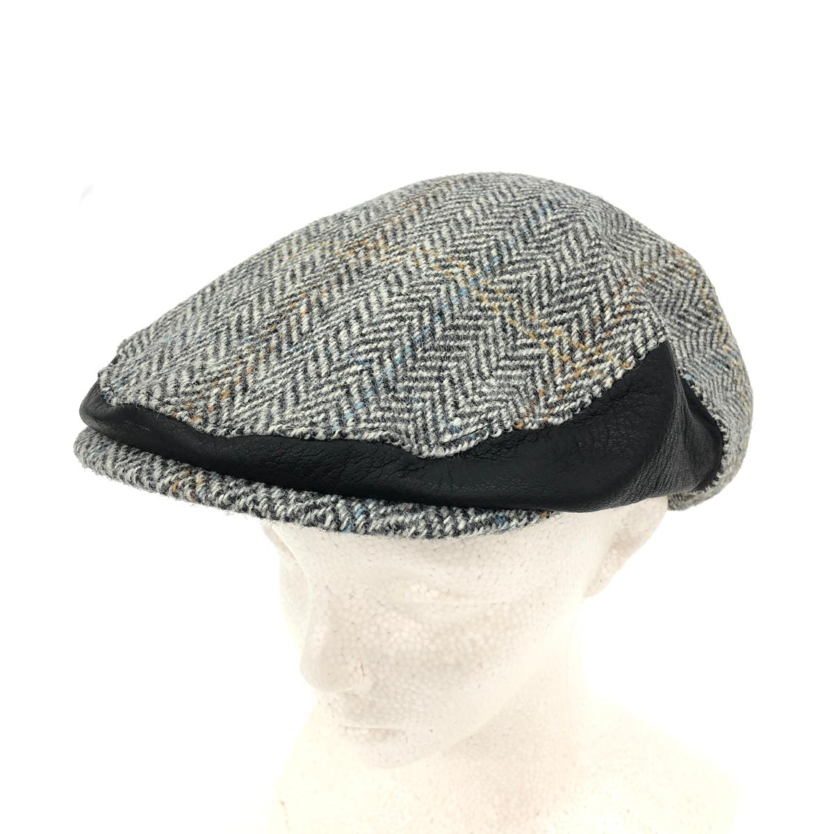 Tokio hat×Harris Tweed トキオハット×ハリスツイード ハンチング 良好 L ブラック/グレー 毛100％ メンズ 帽子 ハット hat 服飾小物 【中古】