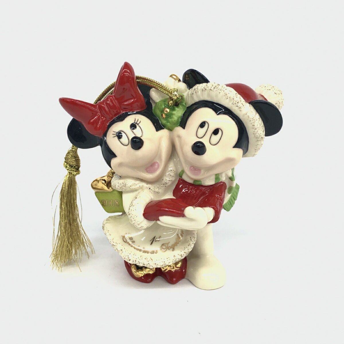 LENOX レノックス ミッキー＆ミニー クリスマス 2008 フィギュリン 陶器 Disney 置物 【中古】 【202404】