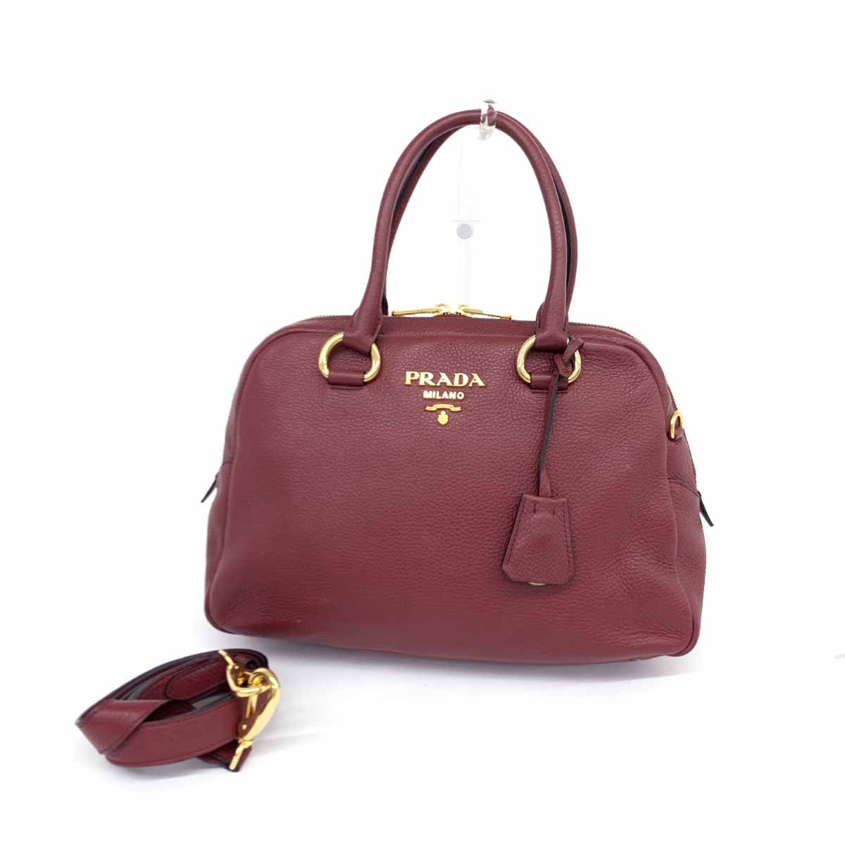 PRADA プラダ サフィアーノ 値下げ 美品 バーガンディ PRADA プラダ サフィアーノ 値下げ 美品 バーガンディ