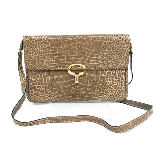 MORABITO モラビト ショルダーバッグ ブラウン クロコダイルレザー シャイニングクロコ レディース 斜め掛け bag 鞄 【中古】 MORABITO モラビト ショルダーバッグ ブラウン クロコダイルレザー シャイニングクロコ レディース 斜め掛け bag 鞄 【中古】