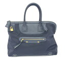 TOFF＆LOADSTONE トフ＆ロードストーン トートバッグ ネイビー レザー×ナイロンキャンバス ユニセックス bag 鞄 【中古】 【202404】