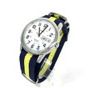 TIMEX タイメックス イージーリーダー 腕時計 デイデイト クォーツ T20461 シルバーカラー×ネイビーイエロー ブラス×ナイロン メンズ 【中古】 【202404】