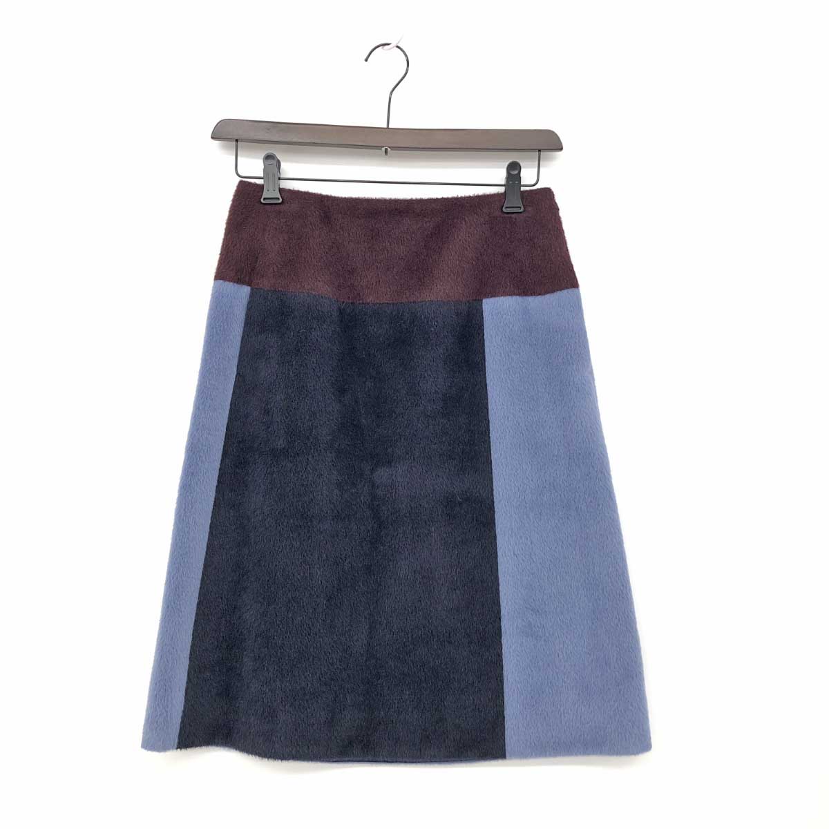 Drawer ドゥロワー スカート 良好 サイズ36 ブラウン/ブルー ウール レディース ボトムス 配色切替 【中古】