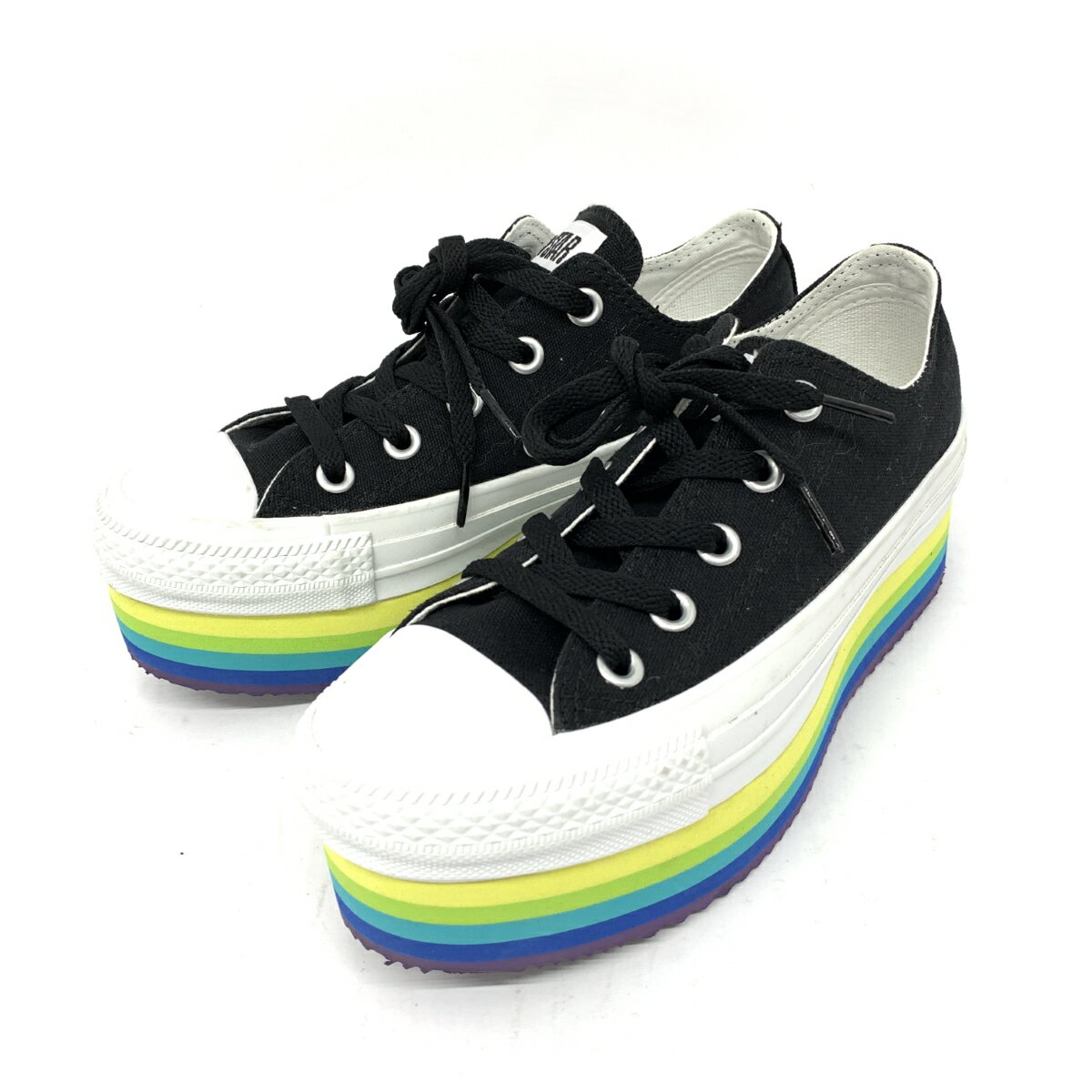 CONVERSE コンバース チャンキーライン スニーカー 美品 22cm 5SC827 ブラック 厚底 カラフルソール レディース 靴 シューズ sneakers 【中古】 【202405】