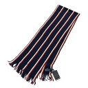 TOMMY HILFIGER トミーヒルフィガー マフラー 未使用品 ネイビー ウール100％ ストライプ柄 メンズ ワンサイズ 服飾小物 【中古】