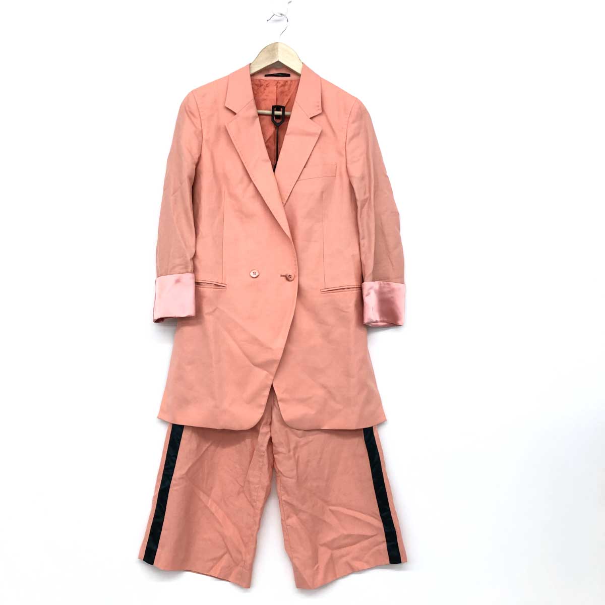 Paul Smith ポールスミス パンツスーツ サイズ38,40 ピンク ウールリネンシルク レディース 上下セット サイドライン 【中古】