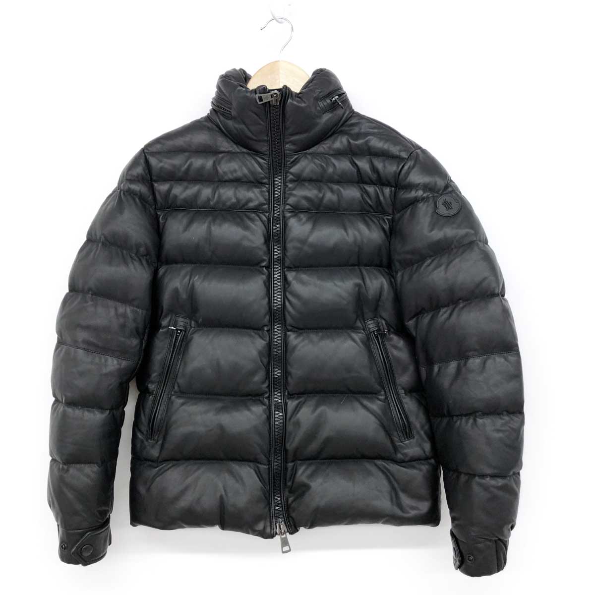 MONCLER モンクレール ダウンジャケット 良好 サイズ0 ブラック ラムレザー メンズ アウター キムタク着 GABERIC 【中古】