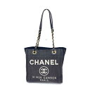 CHANEL シャネル ドーヴィルライン チェーントートバッグPM 良好 A669939 17647287 ネイビー デニム レディース 肩掛け bag 鞄 【中古】