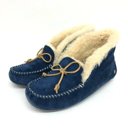 UGG アグ アレーナ モカシンシューズ 良好 24 ネイビー シープスキン レディース 靴 シューズ shoes 【中古】