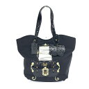 ANNA SUI アナスイ トートバッグ 未使用品 ブラック ナイロン×合皮 レディース 肩掛け bag 鞄 【中古】