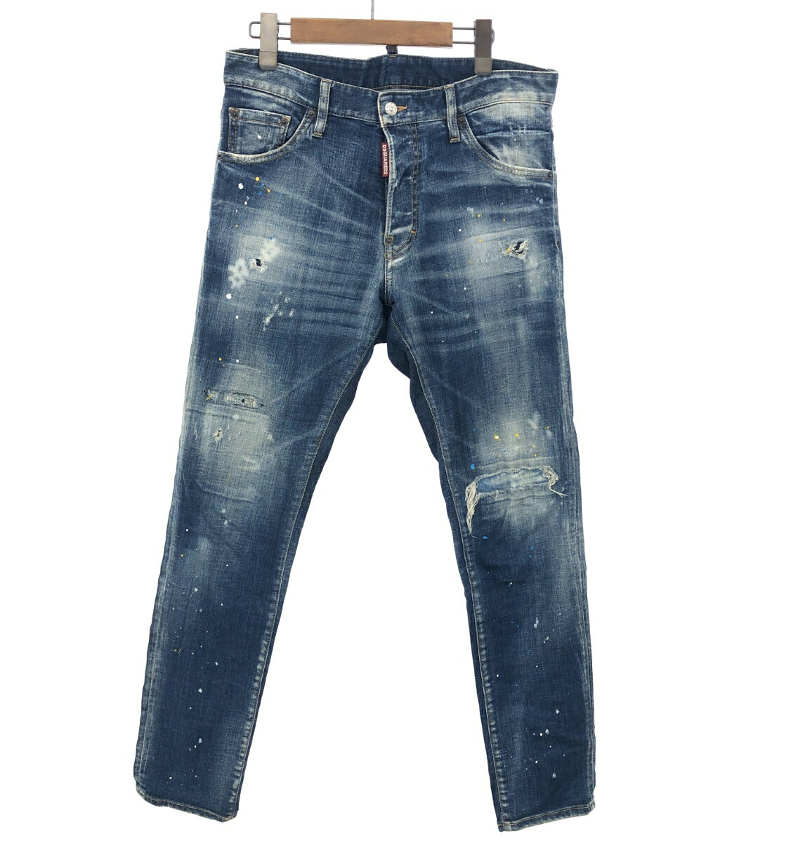 Dsquared2 ディースクエアード デニム パンツ 良好 46 ブルー メンズ ボトムス COOL　GUY　JEAN 21年 ダメージ加工 ペイント 【中古】