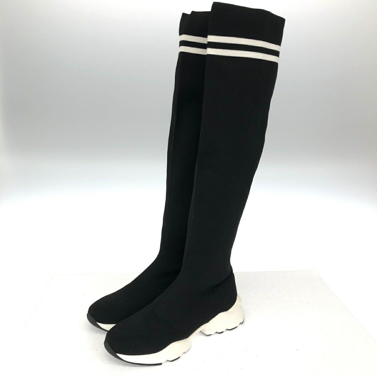 DIANA ダイアナ ソックス ブーツ 美品 37 ブラック レディース 靴 シューズ ブーティー boots ニーハイ 【中古】