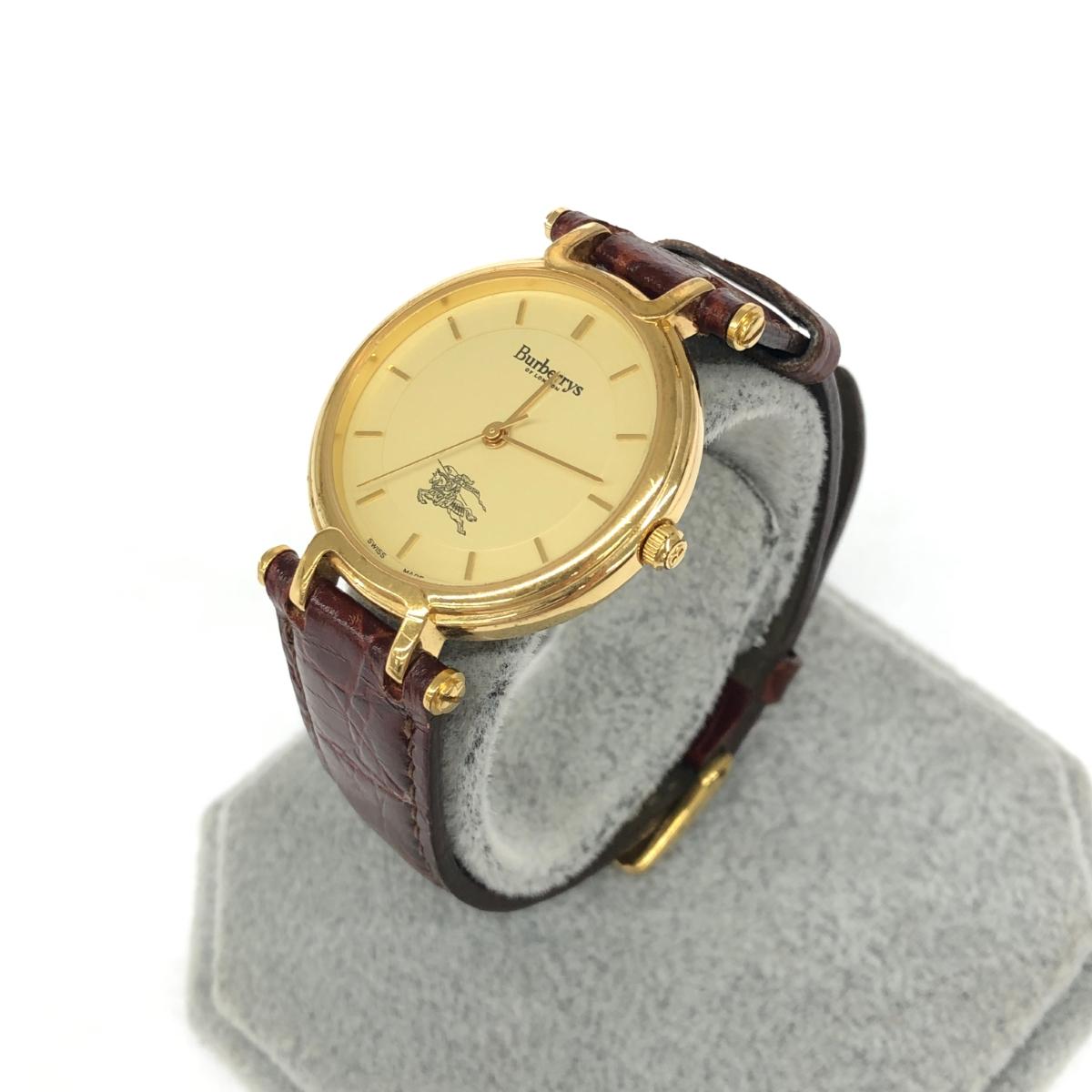Burberry 039 s バーバリーズ ヴィンテージ 腕時計 クォーツ 3200 ゴールドカラー/ブラウン SS×レザー レディース ウォッチ watch 【中古】