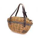 ebagos エバゴス トートバッグ 良好 ブラウン ラフィア×レザー カゴ レディース 肩掛け bag 鞄 【中古】