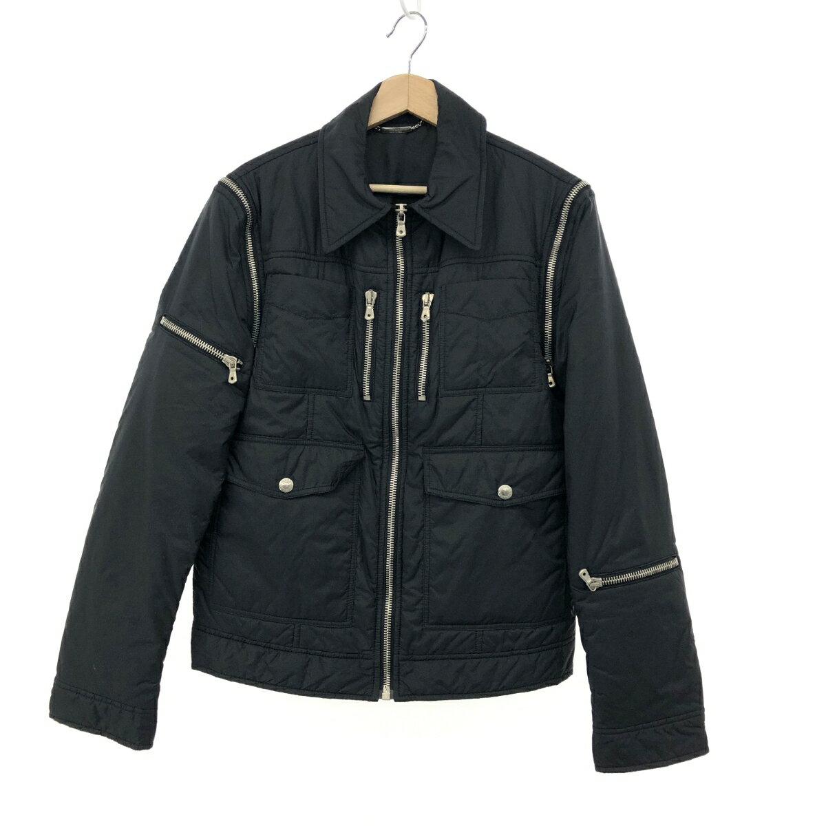 DOLCE&GABBANA ドルチェ&ガッバーナ ジップデザインナイロン ジャケット 46 ブラック メンズ アウター 【中古】