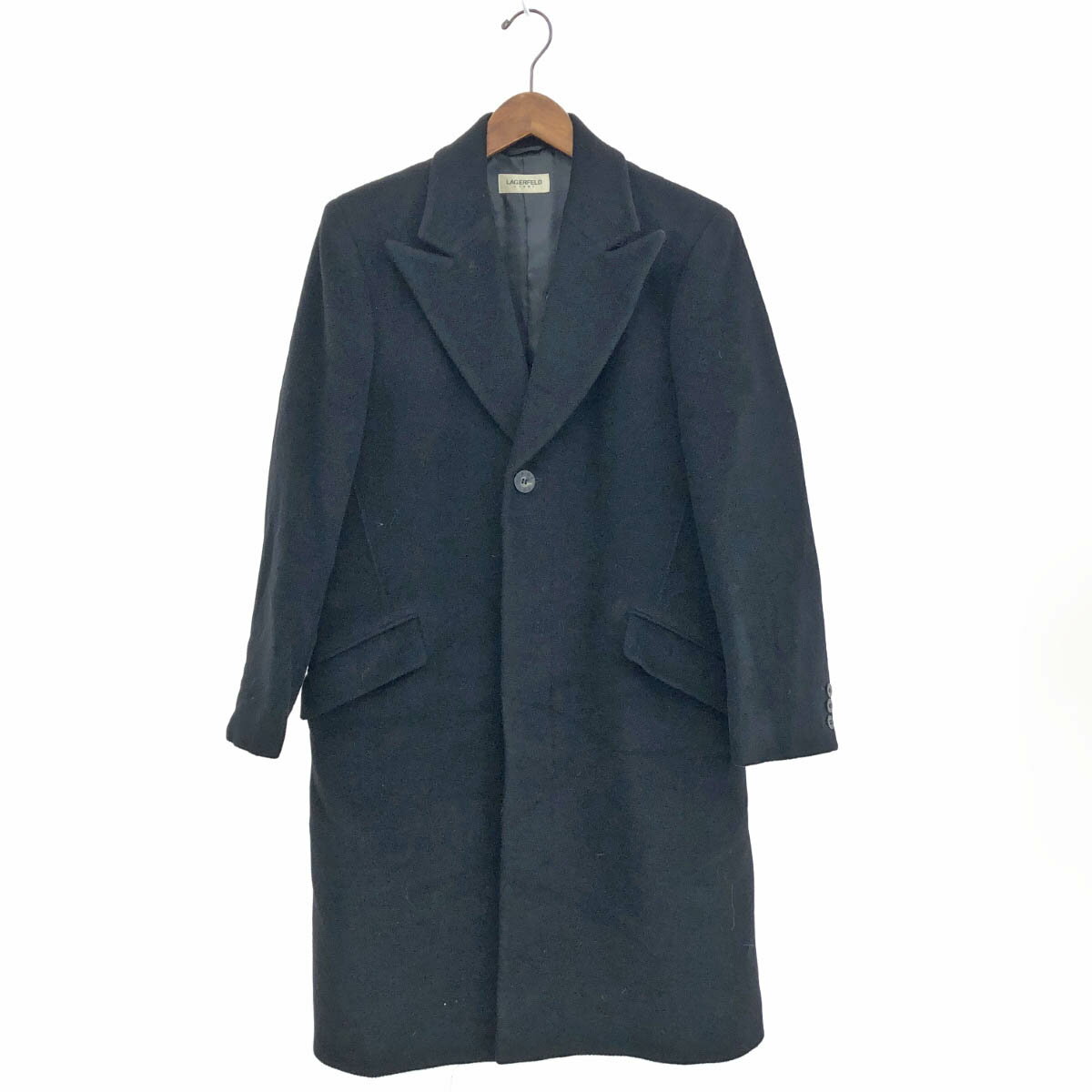 LAGERFELD HOMME ラガーフェルドオム ロングコート サイズ46 ブラック ウールアンゴラ メンズ アウター 【中古】 【202501】