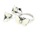 ANNA SUI アナスイ リング&イヤリング 良好 シルバーカラー×アイボリー バタフライ レディース 指輪 ring accessory アクセサリー 【中...
