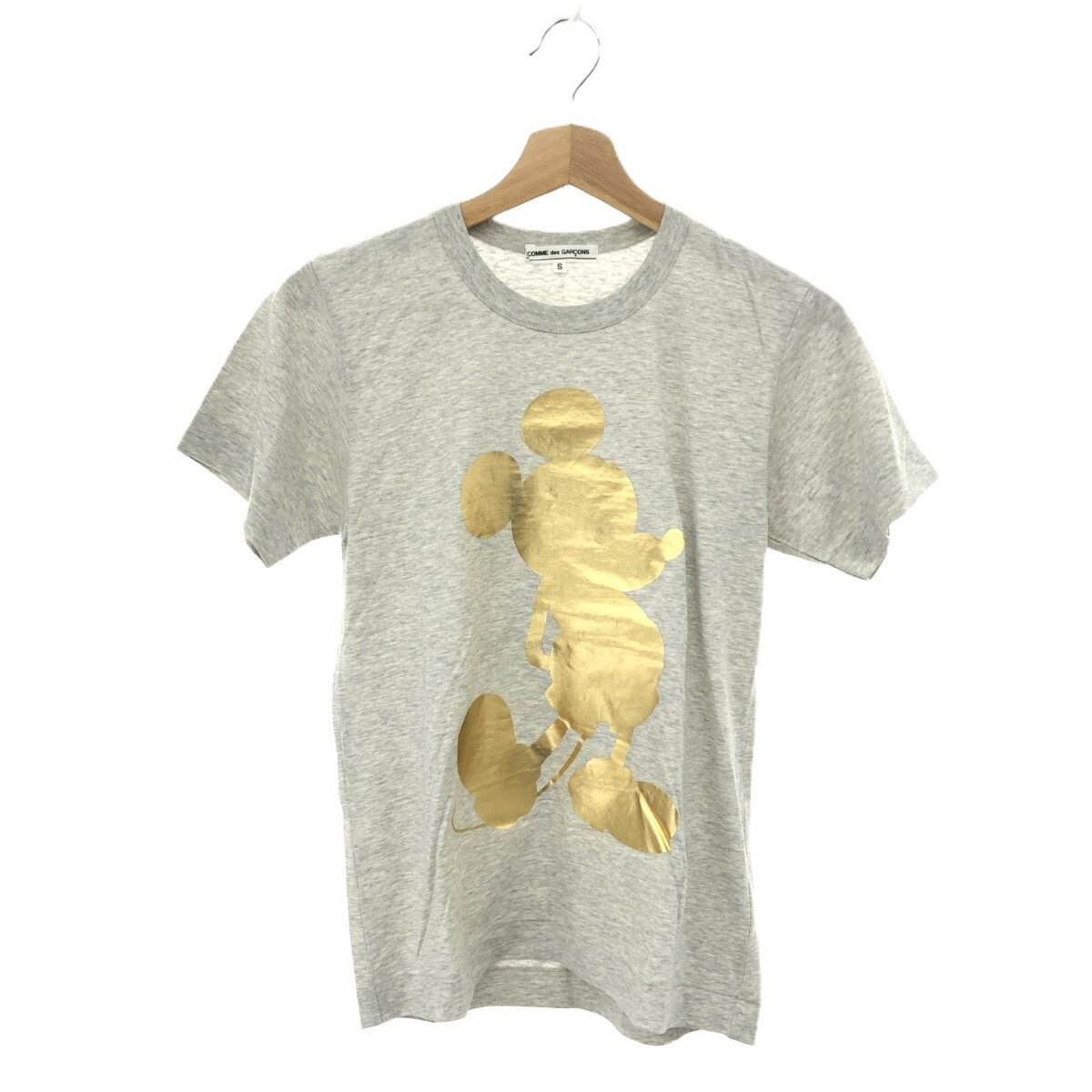 COMME des GARCONS コムデギャルソン 半袖カットソー 良好 S グレー×ゴールド レディース ディズニー ミッキー トップス Tシャツ 【中古】