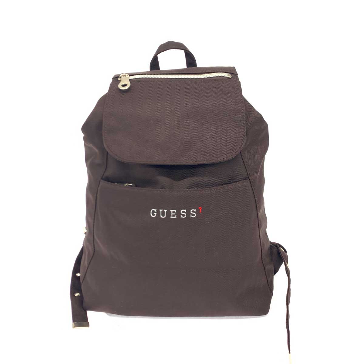 GUESS ゲス リュックサック 良好 ブラウン ナイロン シャドーヘリンボーン レディース バックパック bag 鞄 【中古】