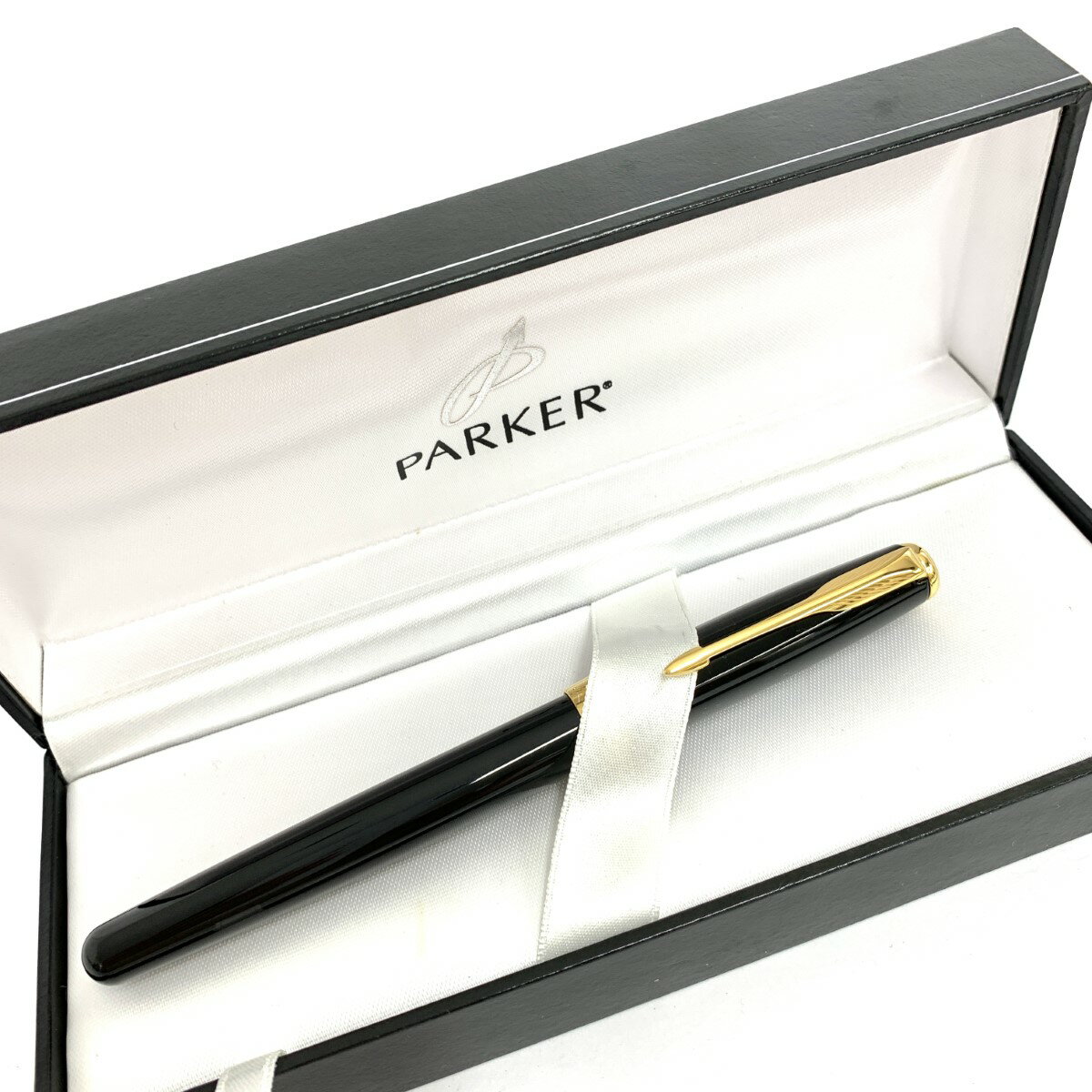 PARKER パーカー 万年筆 ケース付 ブラック/ゴールドカラー ソネット/ペン先18K/750 文具 PEN ペン 【中古】