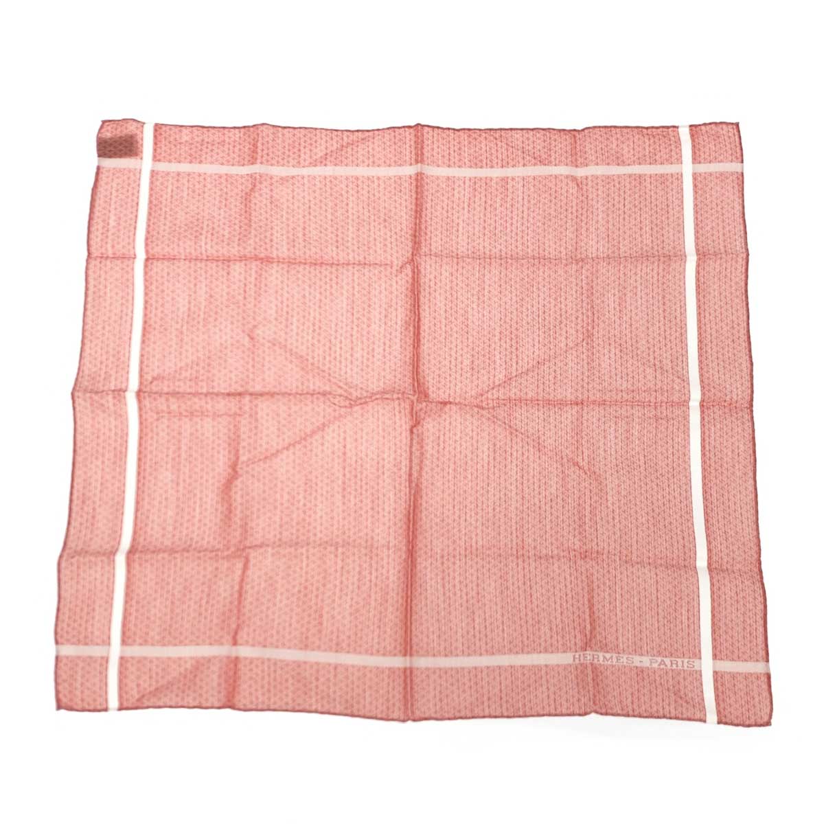 【20％OFFクーポン】★無制限＆全員対象★【202412】 HERMES エルメス ハンカチ 良好 ピンク コットン100% Hロゴ ユニセックス フランス製 服飾小物 【中古】
