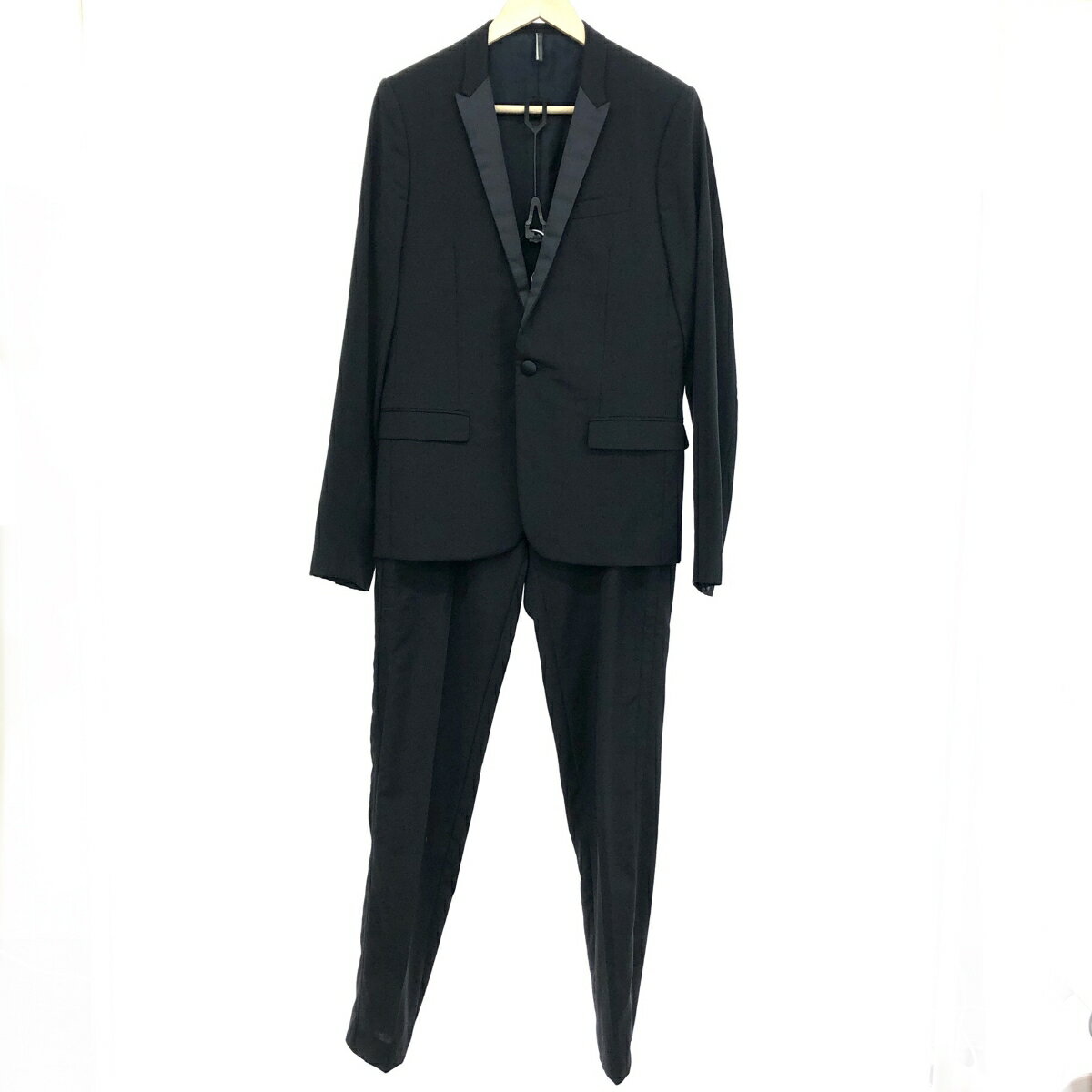 Dior HOMME ディオールオム スモーキングジャケット セットアップ サイズ:46 9E3122960559 ブラック ウール メンズ 09SS 上下セット 【中古】
