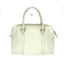 agnes b. アニエスベー 2WAYボストンバッグ ホワイト レザー レディース ドラムバッグ bag 鞄 【中古】