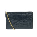CROCODILE クロコダイル ショルダーバッグ 良好 ブラック チェーン レディース 斜め掛け bag 鞄 【中古】