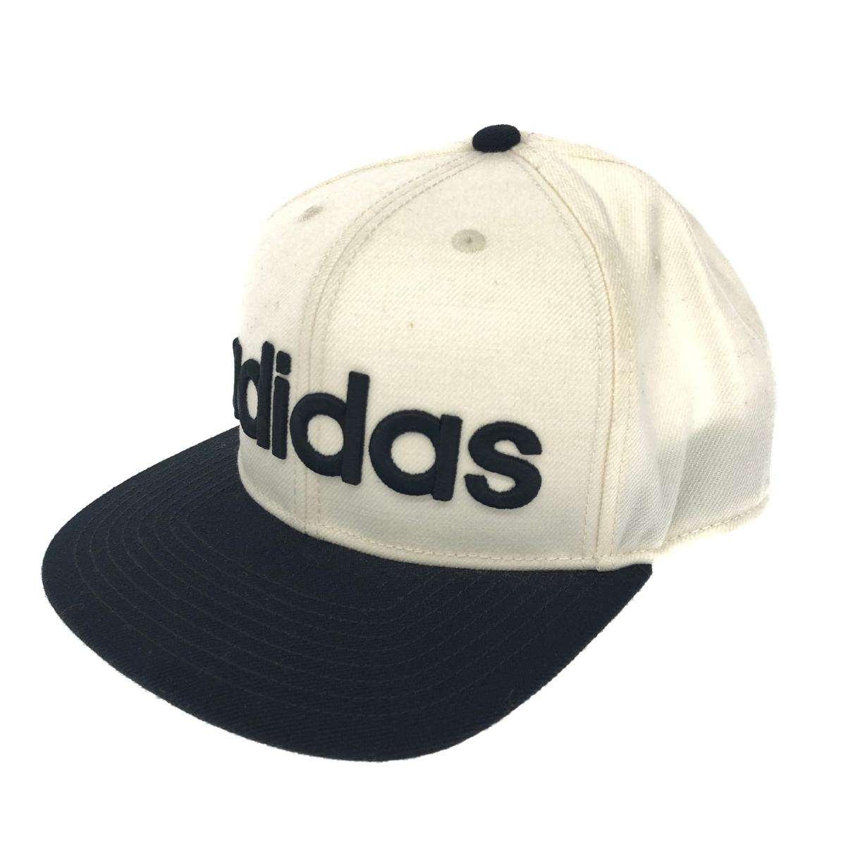 adidas アディダス キャップ 良好 FREE ブラック/ホワイト アクリル・毛 ロゴ刺繍 ユニセックス 帽子 ハット hat 服飾小物 【中古】