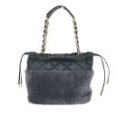 AMOUR INFINI アムーアンフィニ トートバッグ 良好 ブラック/グレー レザー×ムートン キルティング レディース bag 鞄 【中古】 【20250...