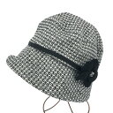 Borsalino ボルサリーノ ハット 美品 ブラック/ホワイト 綿100% フラワー レディース 帽子 ハット hat 服飾小物 【中古】