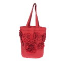 【50%OFFクーポン】★無制限&全員対象★ 7月31日〆【202505】 potechino ポテチーノ トートバッグ レッド ナイロン フラワーモチーフ 中...