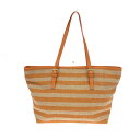 ★20%OFFクーポン★全員対象★ 4月30日〆まで【202502】 GUIA'S グイアス トートバッグ 美品 オレンジ×ベージュ キャンバス×レザー ボーダ...