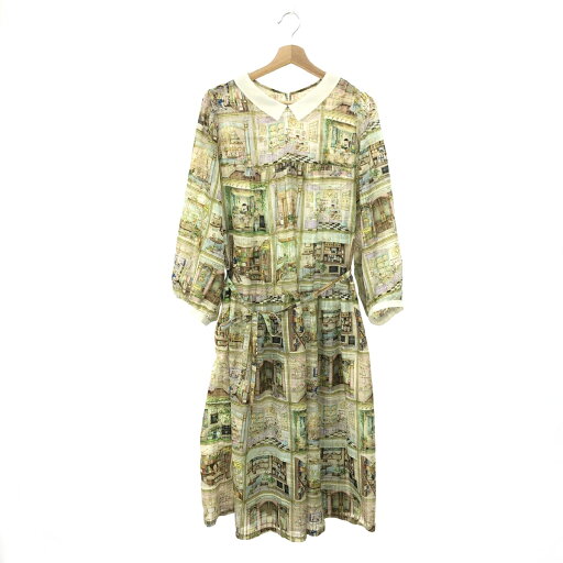 franchelippee フランシュリッペ ユキエモン Lippee Department store ワンピース 良好 大きいサイズ3L グリーン FL5 キスタイル 総柄 【中古】 franchelippee フランシュリッペ ユキエモン Lippee Department store ワンピース 良好 大きいサイズ3L グリーン FL5 キスタイル 総柄 【中古】