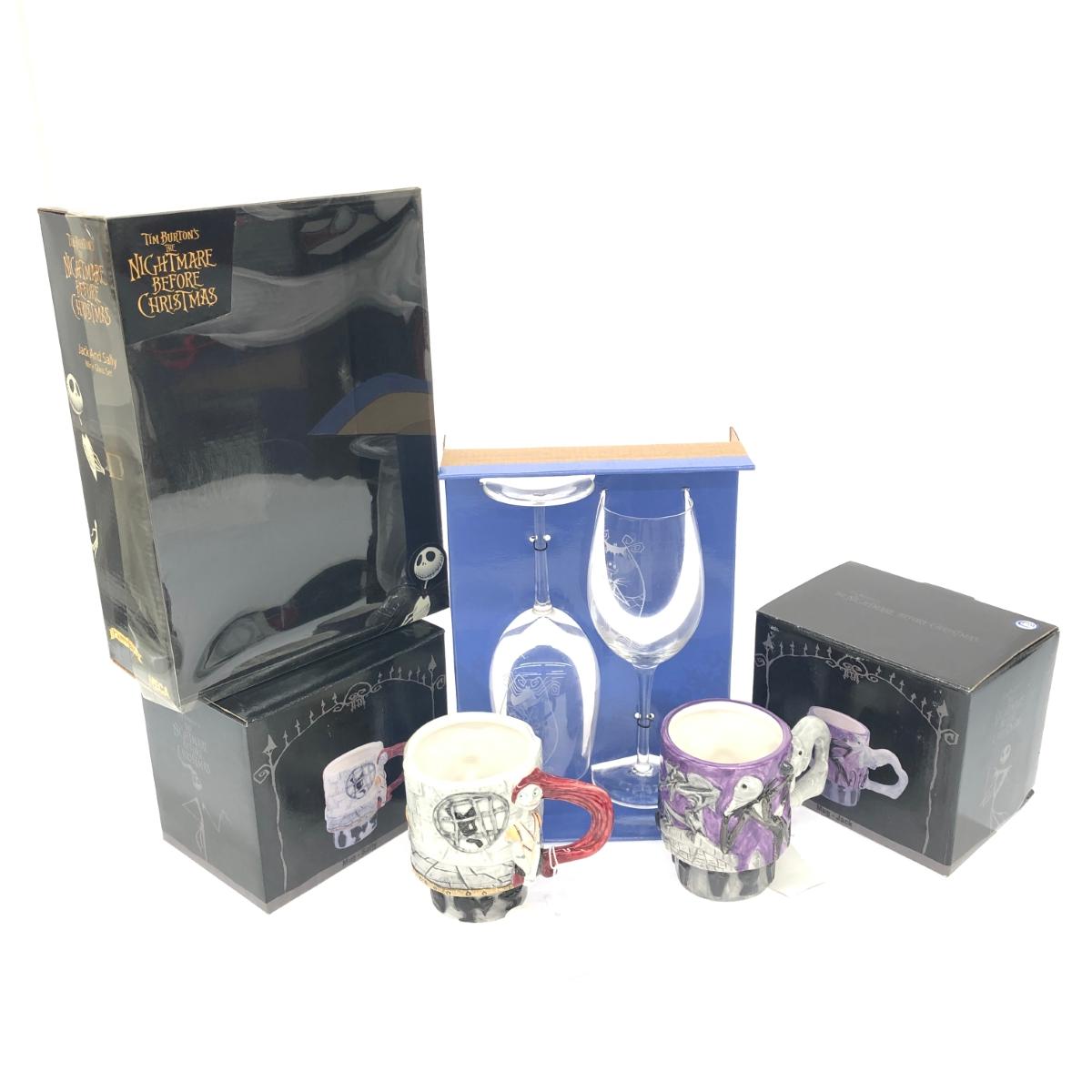 NECA ナイトメアビフォアクリスマス ジャック＆サリー セット マグカップ グラス 3点セット 未使用品 ブラック 洋食器 【中古】のサムネイル