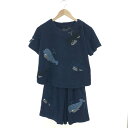 potechino ポテチーノ ルームウェア サイズ:表記なし ネイビー レディース クジラ刺繍 パイル地 半袖トップス&ハーフパンツ 【中古】