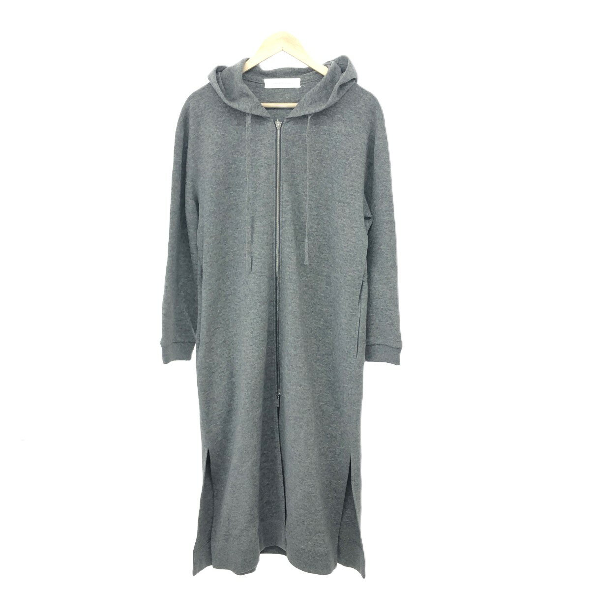 GALERIE VIE ギャルリーヴィー ロングコート サイズ:36 23-08-04-08236 グレー カシミヤ混 レディース ジップアップパーカー アウター 【中古】