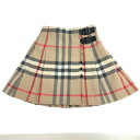 BURBERRY LONDON バーバリーロンドン プリーツスカート キッズサイズ:130 ベージュ ナイロン キッズ ボトムス 子供服 ノバチェック 【中古】