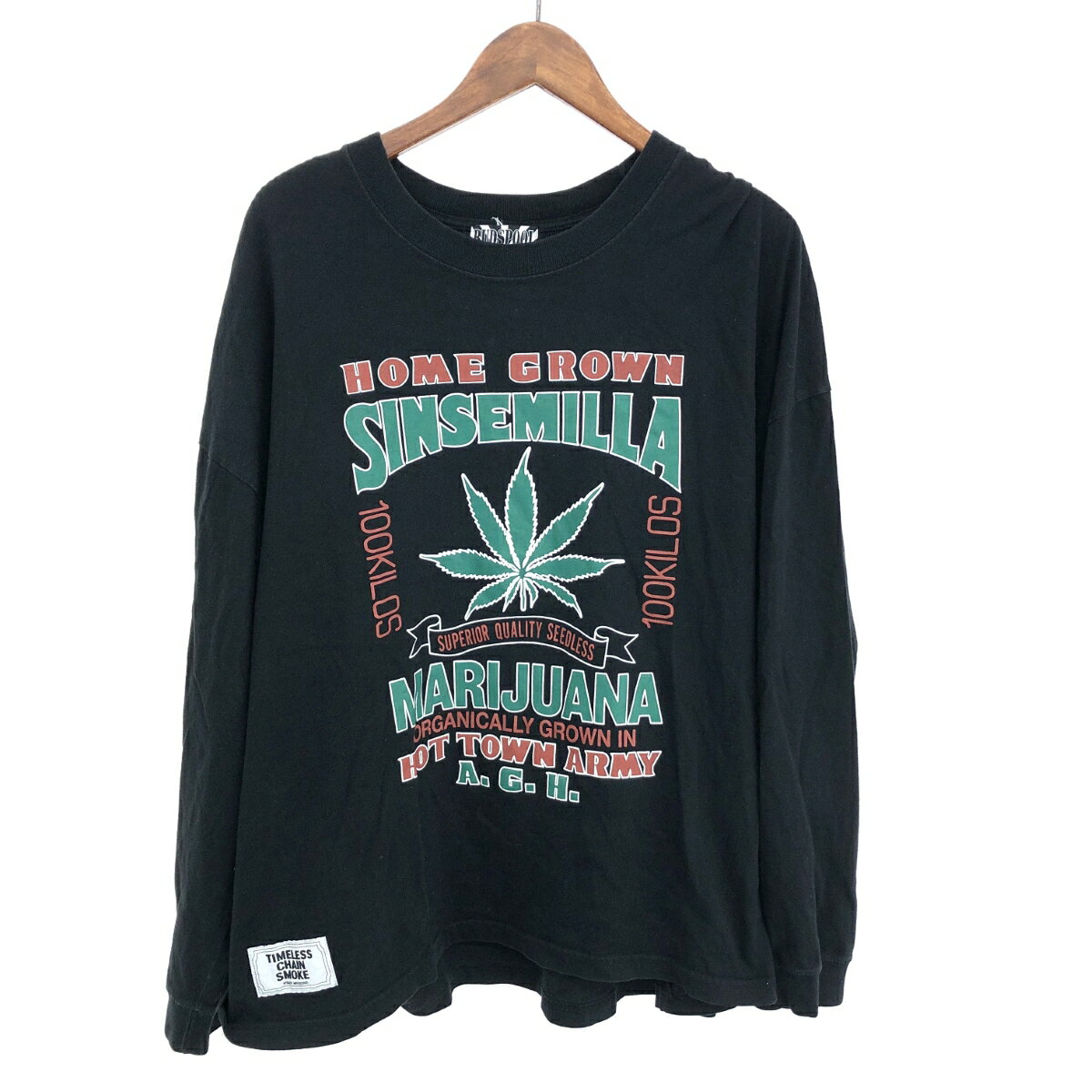 BUDSPOOL バッズプール プリント 長袖 カットソー サイズ:XL ブラック メンズ トップス 【中古】