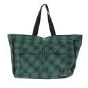 PORTER ポーター トートバッグ ネイビー/グリーン リバーシブル チェック柄 メンズ bag 鞄 【中古】
