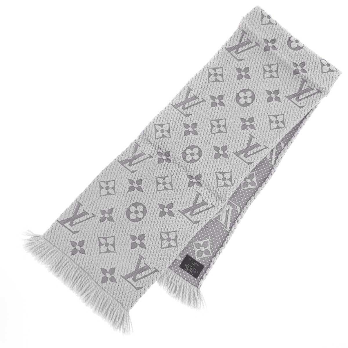 LOUIS VUITTON ルイヴィトン エシャルプ ロゴマニア マフラー GM0134 M74742 グレー ウール94% シルク6% レディース イタリア製 【中古】