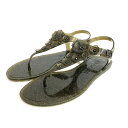 COACH コーチ TRMULTI JELLY サンダル 美品 24.0 G2071 ブラック フラワーデザイン ラメ レディース 靴 シューズ shoes 【中古】(4)