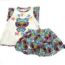 Hysteric MINI ヒステリックミニ セットアップ サイズ:105 ホワイト/ブルー 綿 キッズ 上下セット 子供服 総柄 【中古】