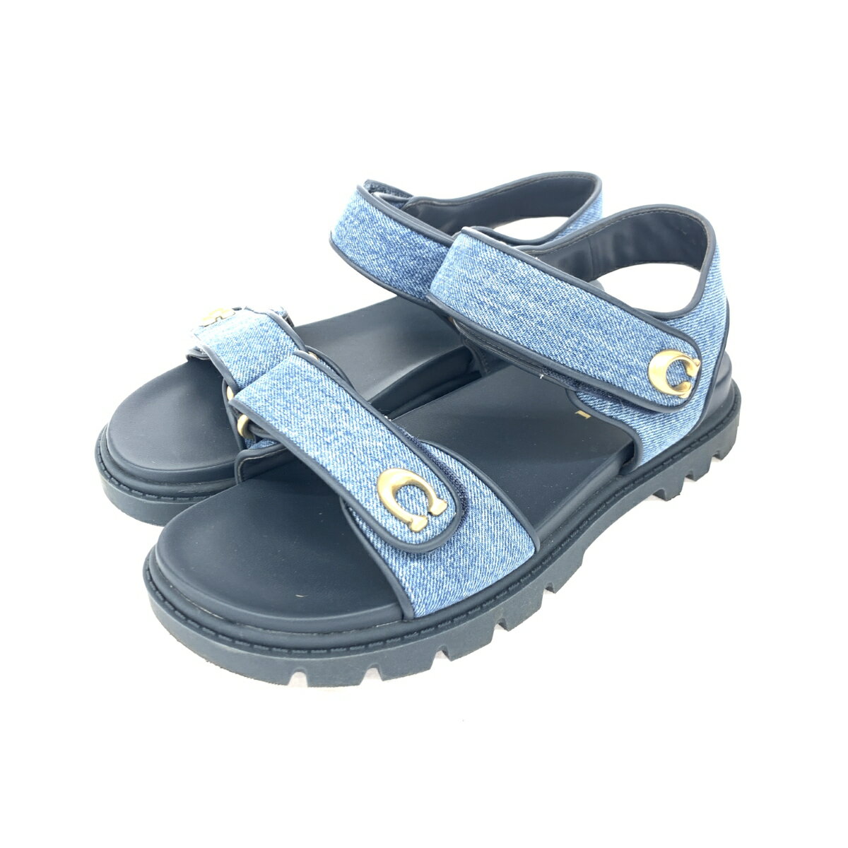 COACH コーチ サンダル 良好 8 ブルー デニム レディース 靴 シューズ shoes 【中古】